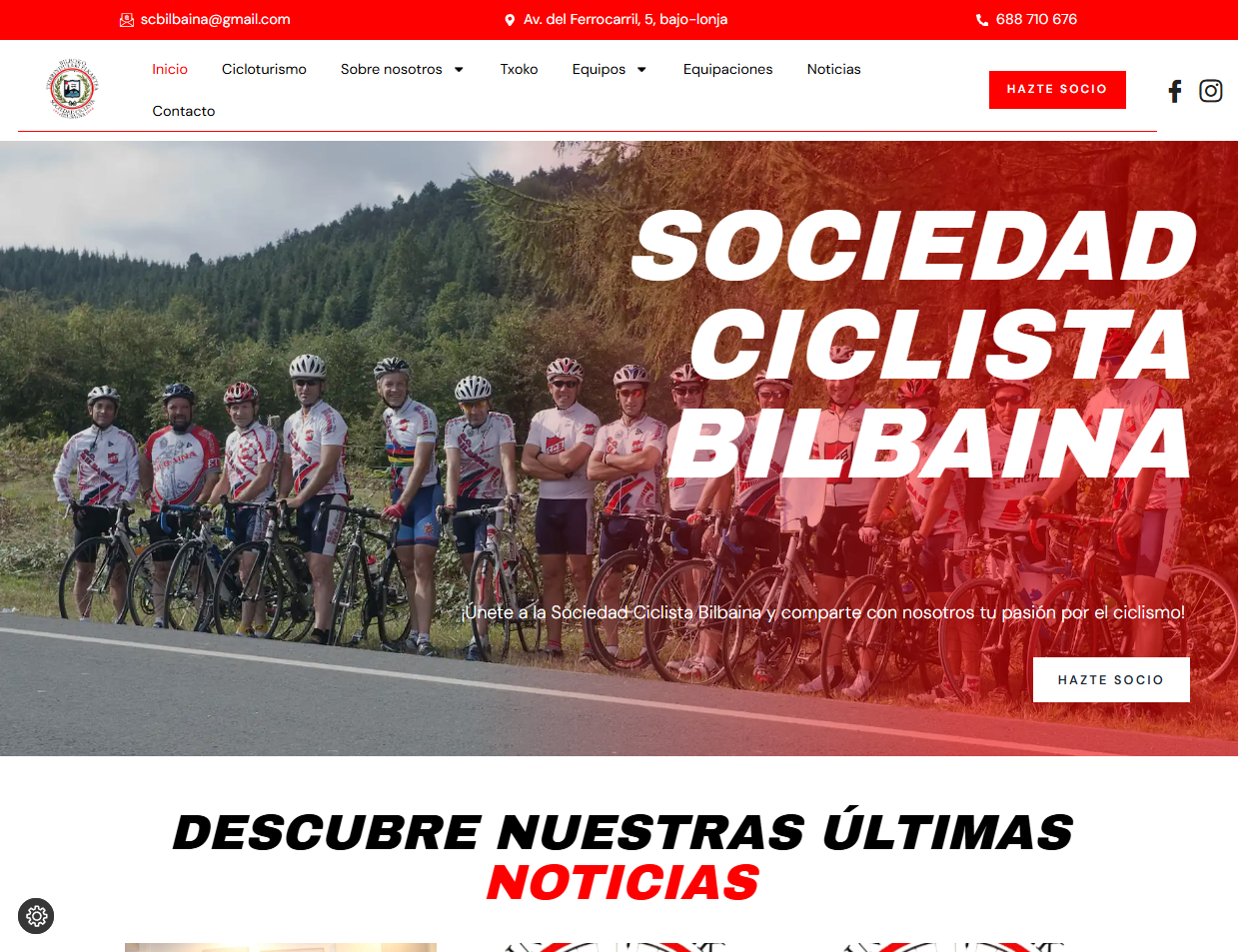 Imagen de la página web de la Sociedad Ciclista Bilbaína